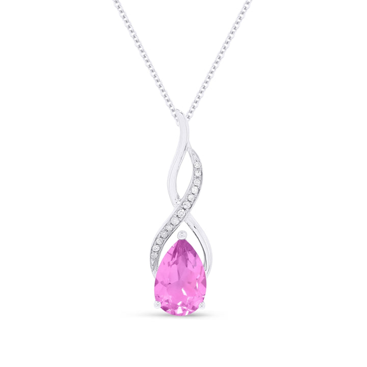 Madison L 14K White Gold Created Pink Sapphire Oval Pendant - style N1531PCW