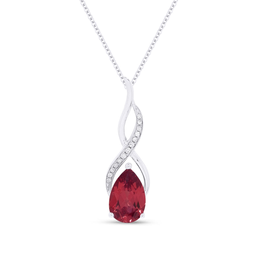 Madison L 14K White Gold Created Ruby Oval Pendant - style N1531RCW
