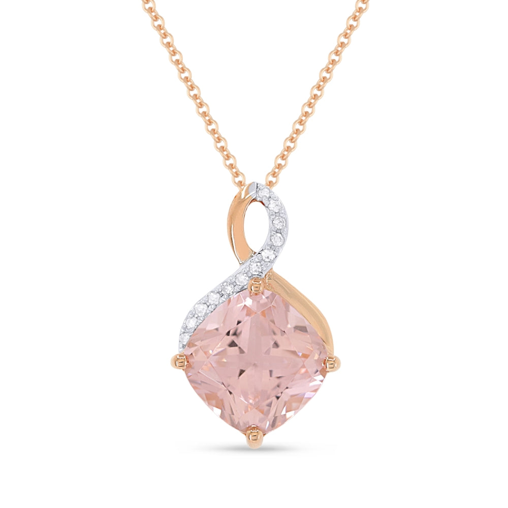 Madison L 14K Rose Gold Created Morganite Cushion Pendant - style N1539CMGP