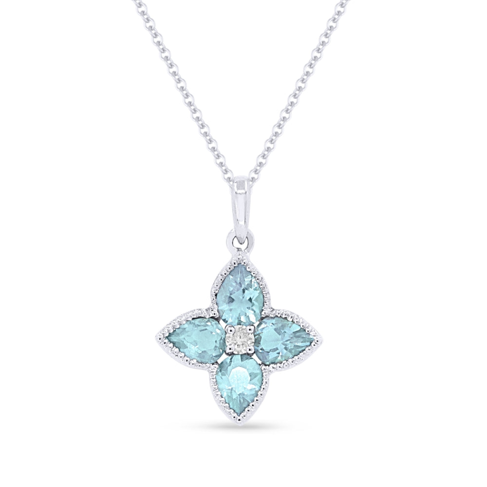 Madison L 14K White Gold Blue Topaz Flower Pendant - style N1540BTW