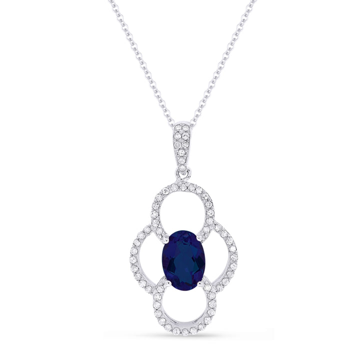Madison L 14K White Gold Created Sapphire Pendant - style N1547BCW