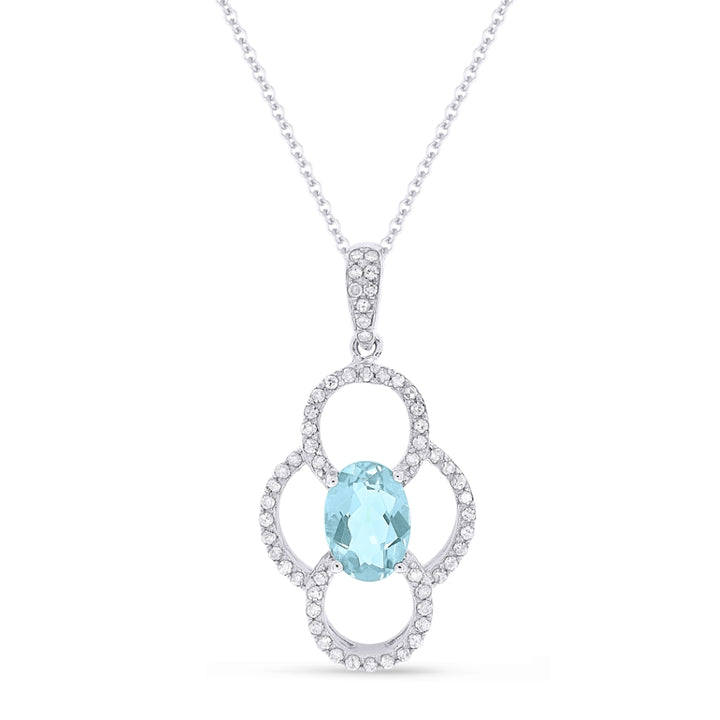 Madison L 14K White Gold Blue Topaz Pendant - style N1547BTW