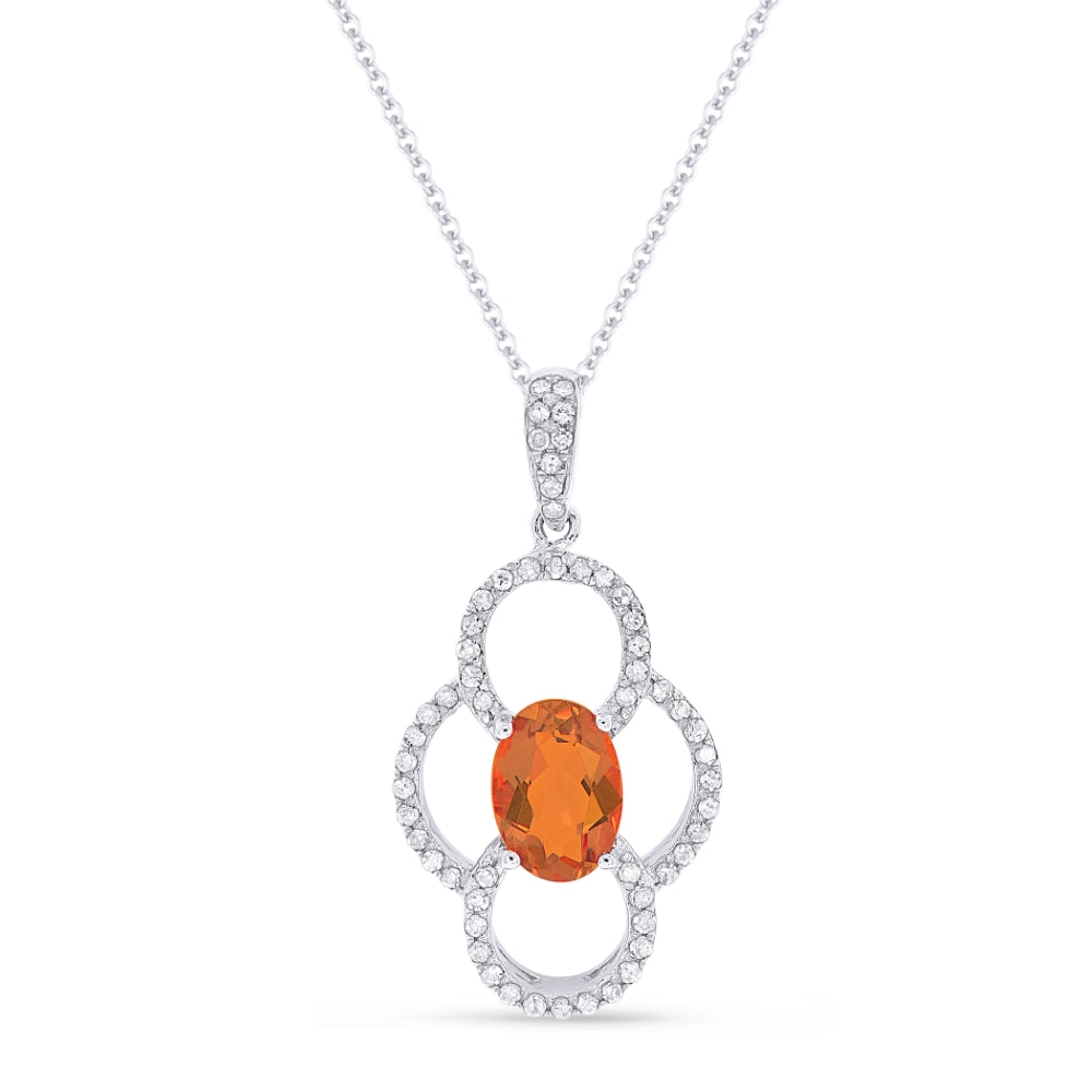 Madison L 14K White Gold Created Padparadscha Pendant - style N1547OCW