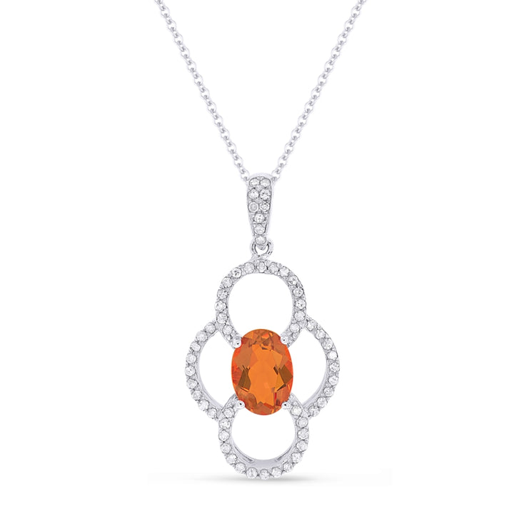 Madison L 14K White Gold Created Padparadscha Pendant - style N1547OCW