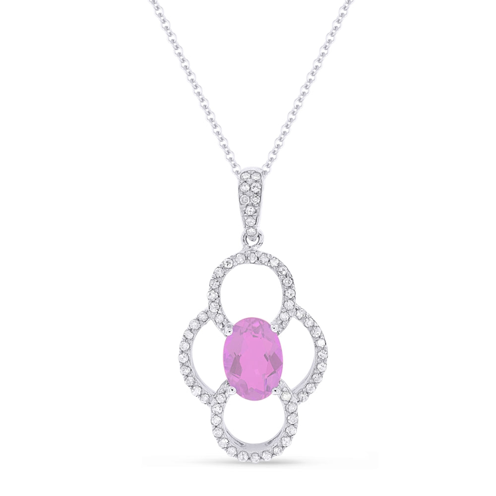 Madison L 14K White Gold Created Pink Sapphire Pendant - style N1547PCW