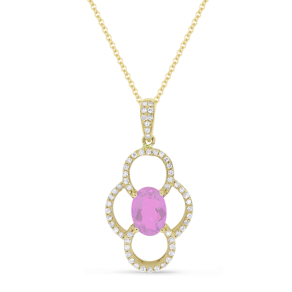 Madison L 14K Yellow Gold Created Pink Sapphire Pendant - style N1547PCY