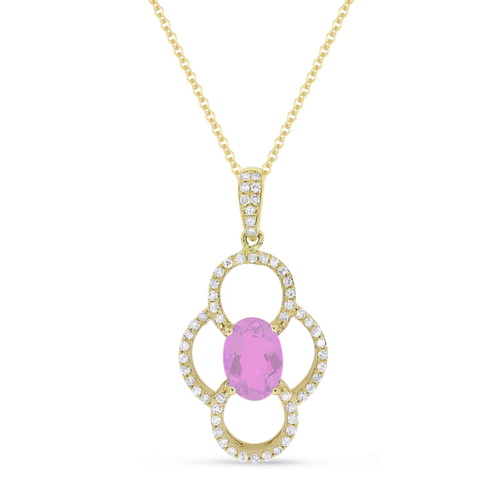 Madison L 14K Yellow Gold Created Pink Sapphire Pendant - style N1547PCY