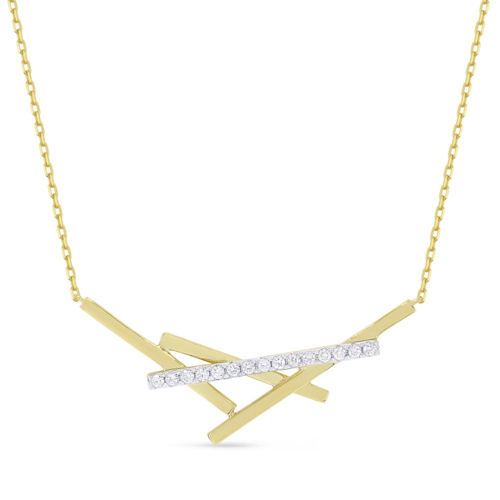 Madison L 14K Two Tone Gold Diamond Bar Necklace - style N1554WY