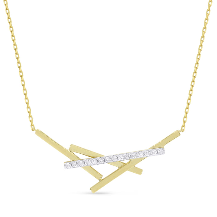 Madison L 14K Two Tone Gold Diamond Bar Necklace - style N1554WY