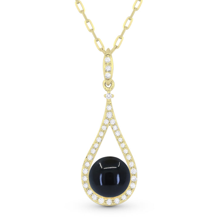 Madison L 14K Yellow Gold Black Onyx Pear Pendant - style N1558BOY