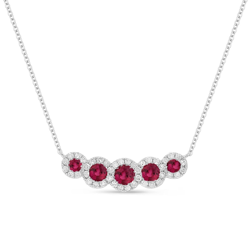 Madison L 14K White Gold Ruby Bar Necklace - style N1560RUW