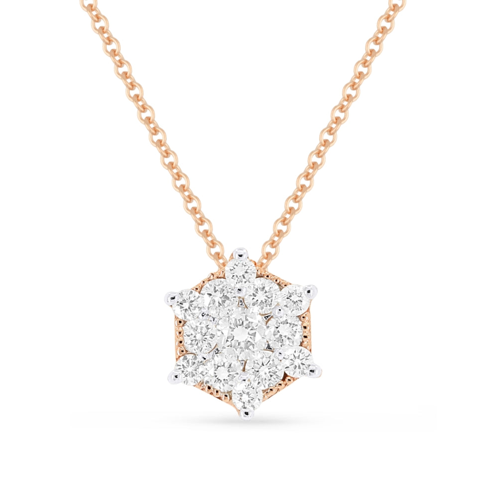 Madison L 14K Rose Gold Diamond Cluster Pendant - style N1571P