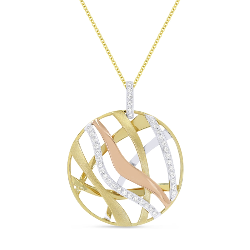 Madison L 14K Tri Color Gold Diamond Round Pendant - style N1578WYP