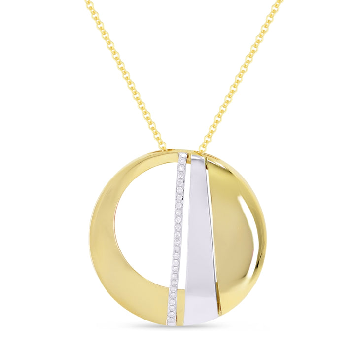 Madison L 14K Two Tone Gold Diamond Round Pendant - style N1587WY