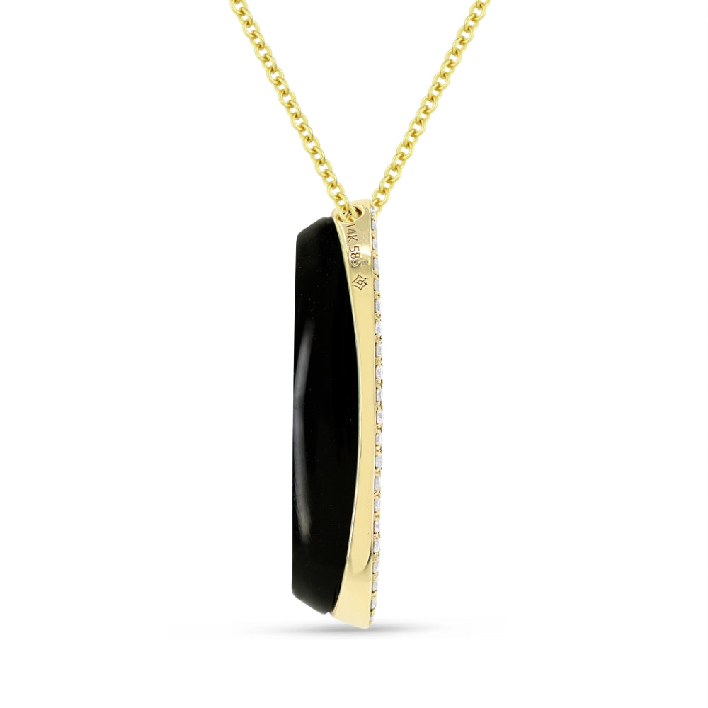 N1588 - 14K Yellow Gold Oval Necklace