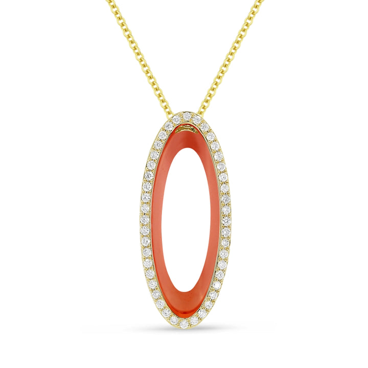 Madison L 14K Yellow Gold Carnelian Oval Necklace - style N1588CARY