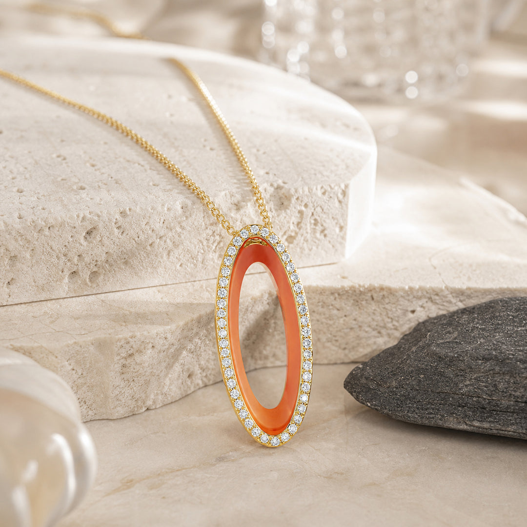 N1588 - 14K Yellow Gold Oval Necklace