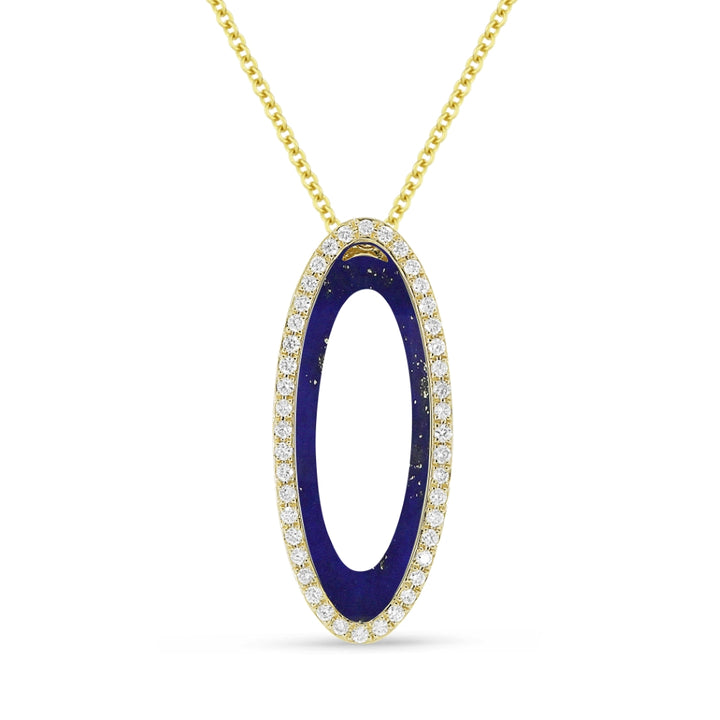Madison L 14K Yellow Gold Lapis Lazuli Oval Necklace - style N1588LAPY