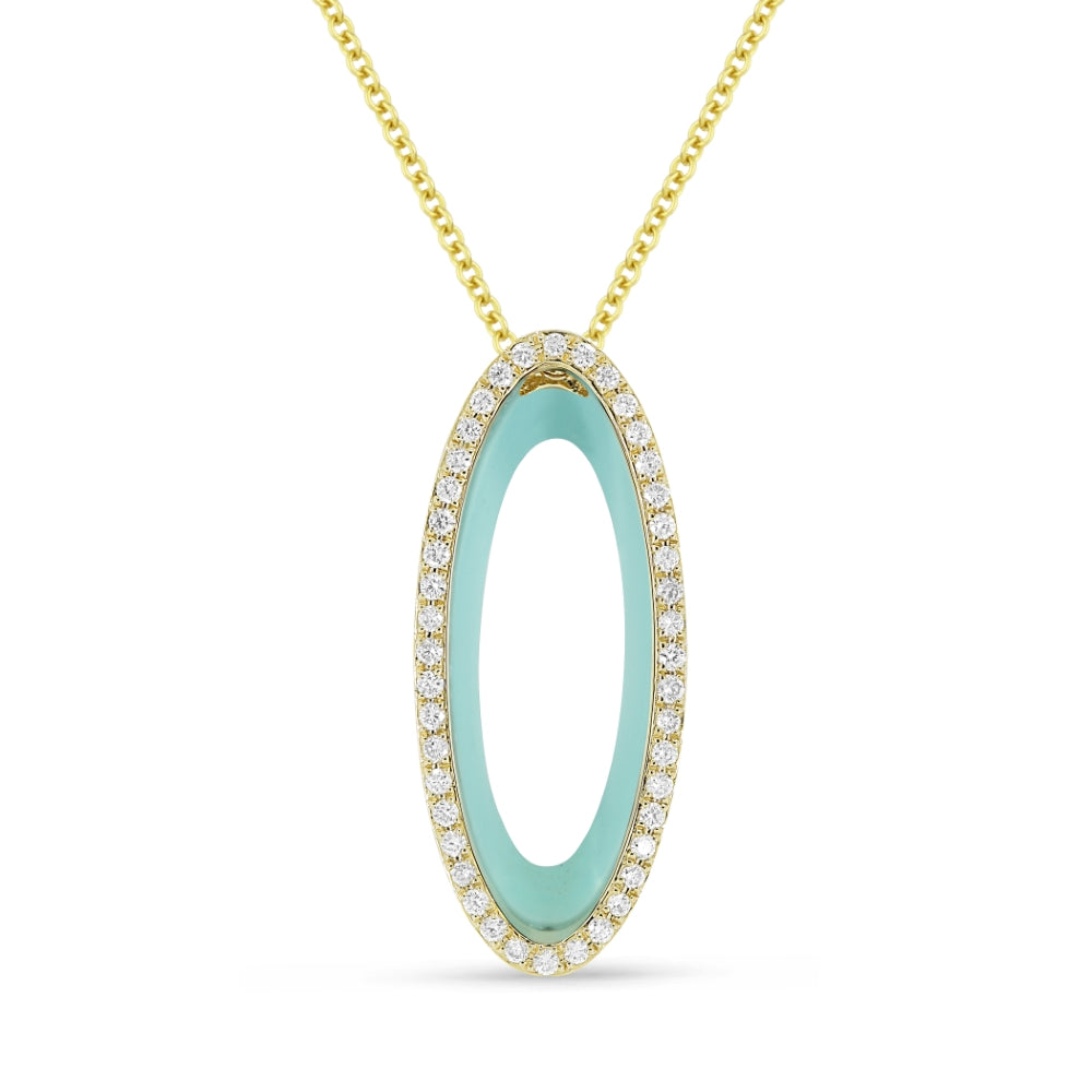 Madison L 14K Yellow Gold Turquoise Oval Necklace - style N1588TQY