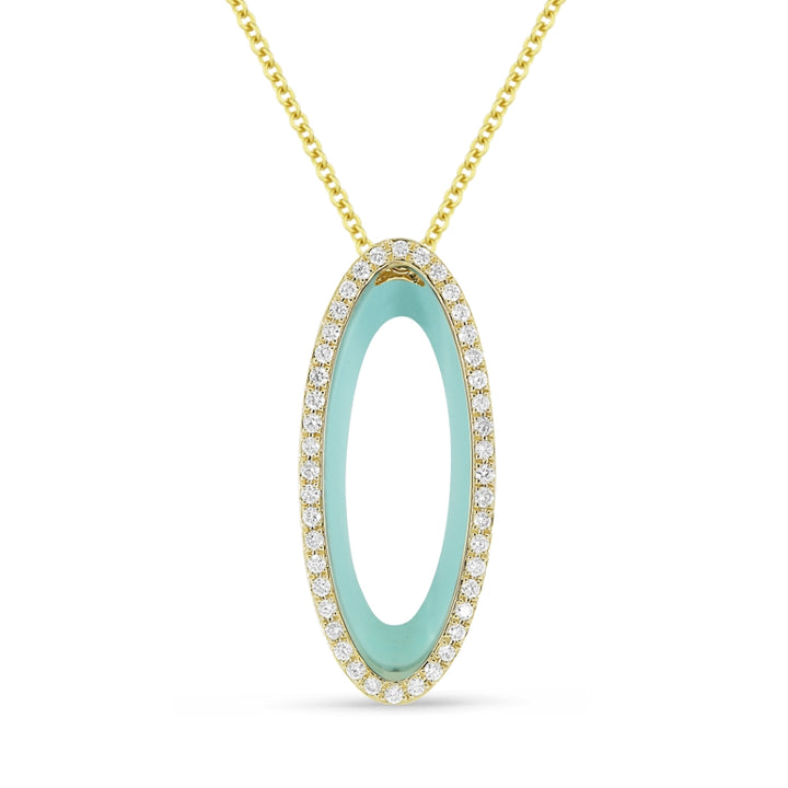 Madison L 14K Yellow Gold Turquoise Oval Necklace - style N1588TQY