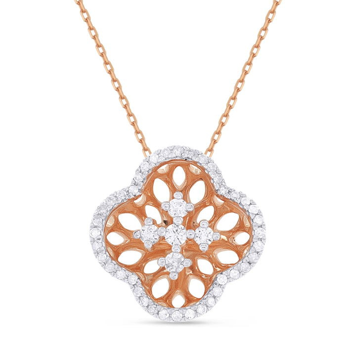 Madison L 14K Rose Gold Diamond Flower Necklace - style N1600P