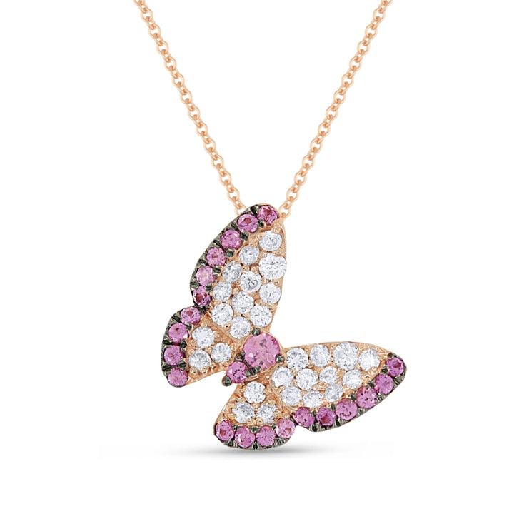 Madison L 14K Rose Gold Pink Sapphire Butterfly Pendant - style N1601PSP