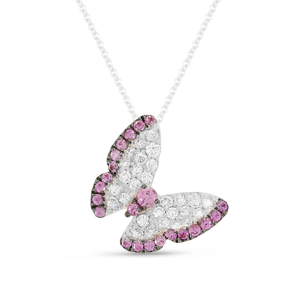 Madison L 14K White Gold Pink Sapphire Butterfly Pendant - style N1601PSW