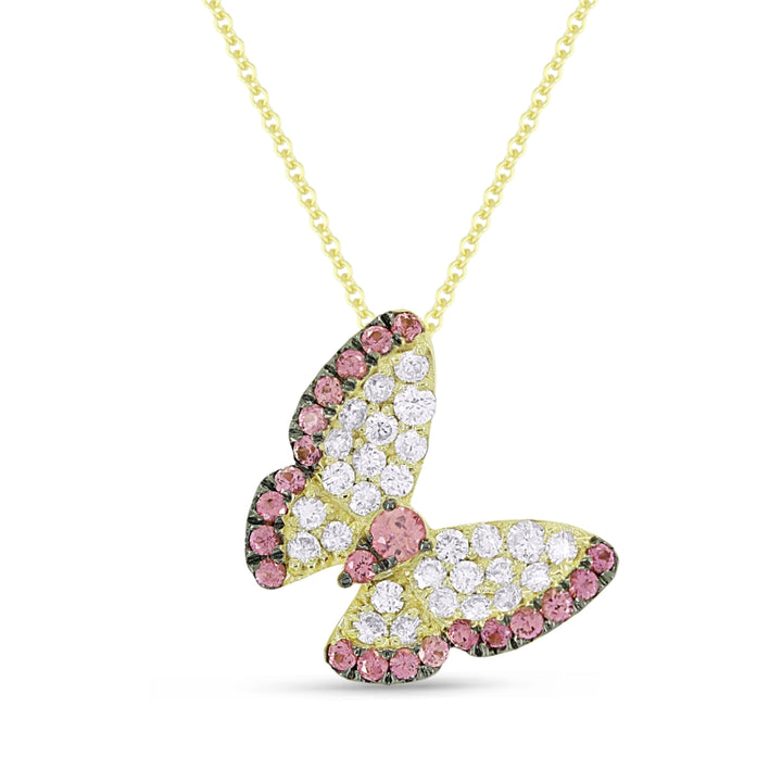 Madison L 14K Yellow Gold Pink Sapphire Butterfly Pendant - style N1601PSY