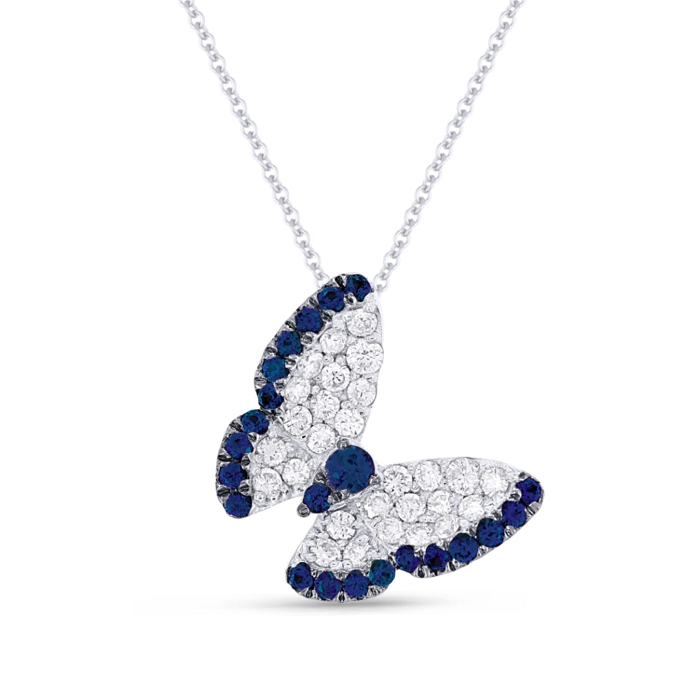 Madison L 14K White Gold Sapphire Butterfly Pendant - style N1601SAW