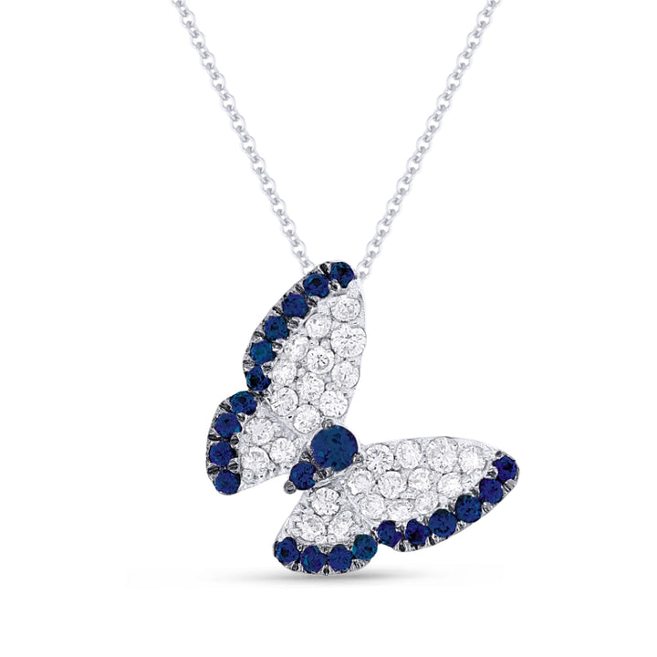 Madison L 14K White Gold Sapphire Butterfly Pendant - style N1601SAW