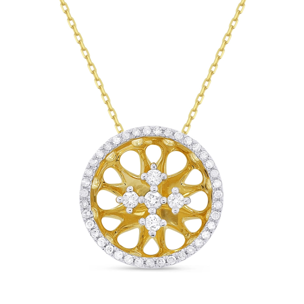 Madison L 14K Yellow Gold Diamond Round Necklace - style N1607Y