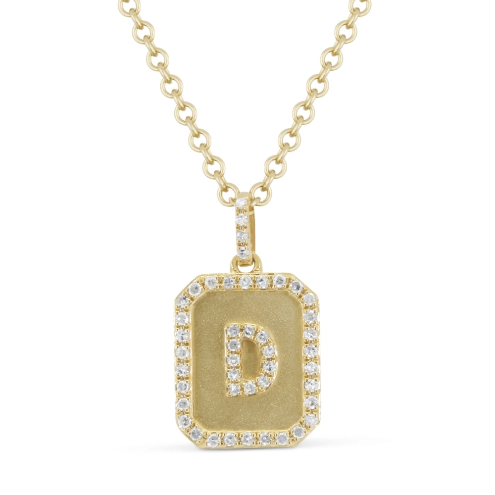 Madison L 14K Yellow Gold Diamond Initial Letter Necklace - style N1612DY