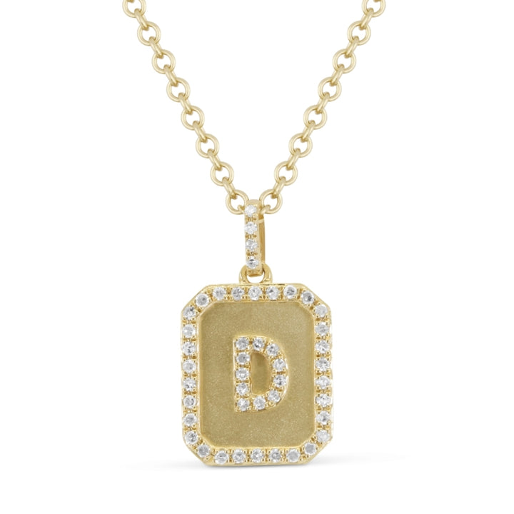 Madison L 14K Yellow Gold Diamond Initial Letter Necklace - style N1612DY