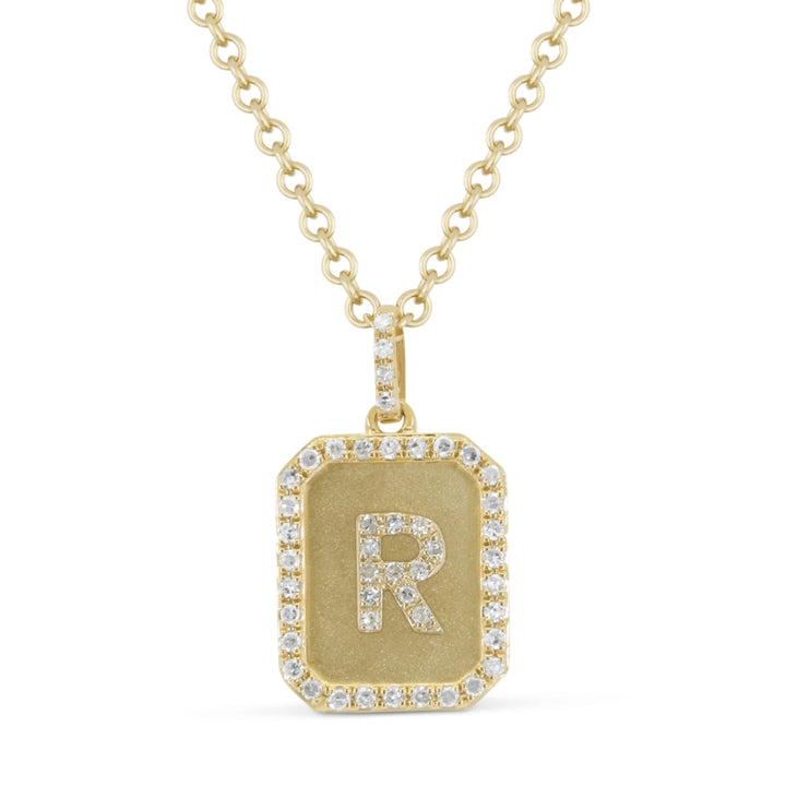 Madison L 14K Yellow Gold Diamond Initial Letter Necklace - style N1612RY