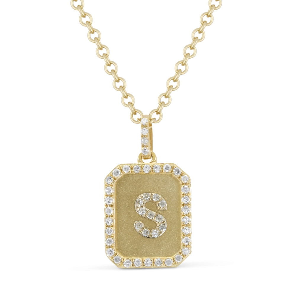 Madison L 14K Yellow Gold Diamond Initial Letter Necklace - style N1612SY