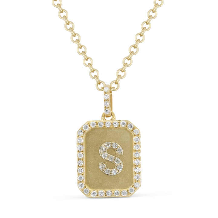 Madison L 14K Yellow Gold Diamond Initial Letter Necklace - style N1612SY