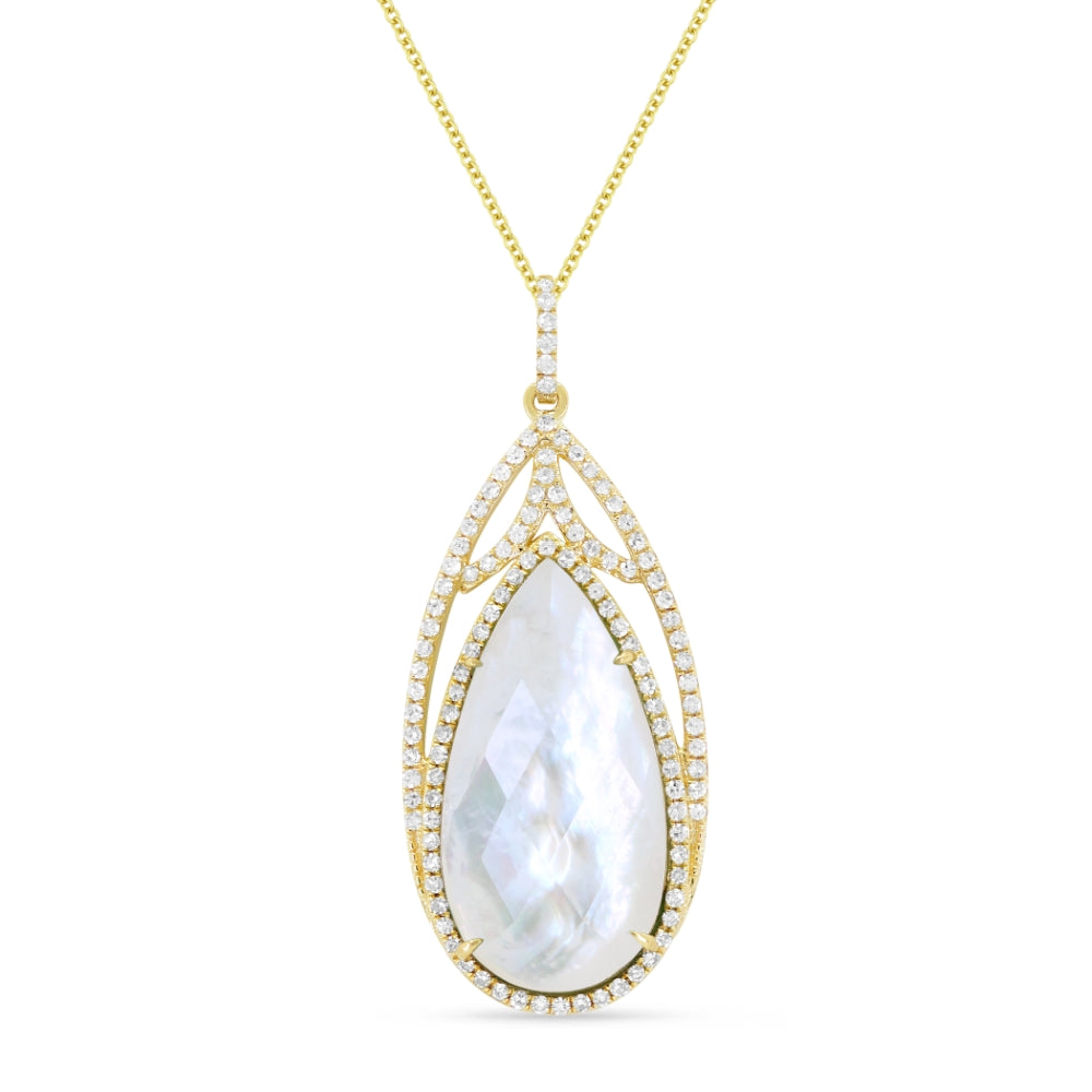 Madison L 14K Yellow Gold Mother of Pearl Pear Pendant - style N1622MOPQUY