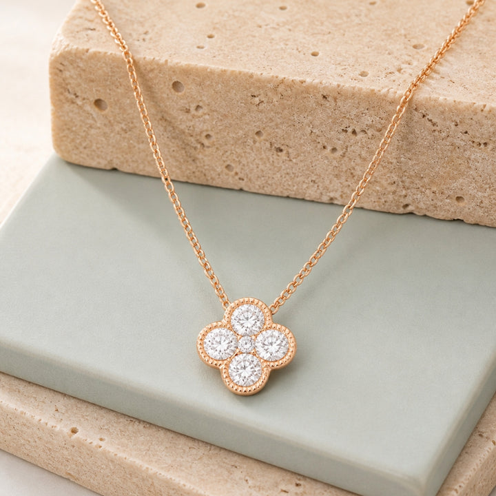 N1624 - 14K Gold Diamond Flower Pendant