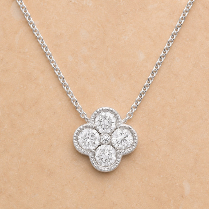 N1624 - 14K Gold Diamond Flower Pendant