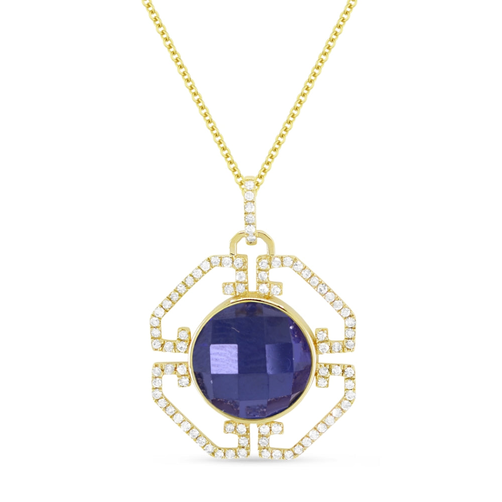 Madison L 14K Yellow Gold Created Sapphire Pendant - style N1625BCY