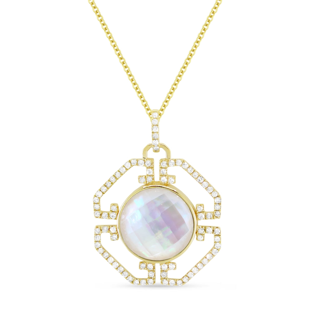 Madison L 14K Yellow Gold Mother of Pearl Pendant - style N1625MOPQUY