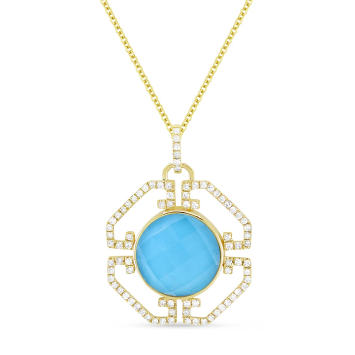 Madison L 14K Yellow Gold Turquoise Pendant - style N1625TQQUY