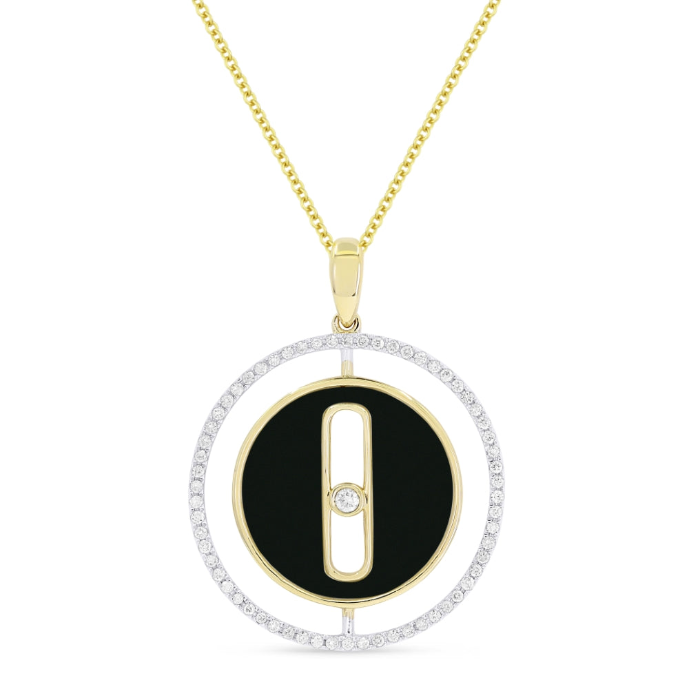 Madison L 14K Yellow Gold Black Onyx Round Pendant - style N1640BOY