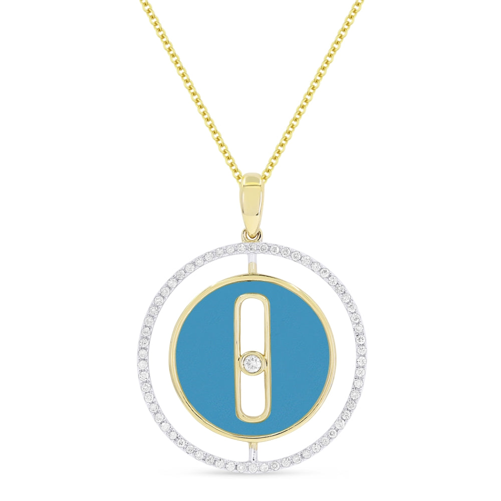 Madison L 14K Yellow Gold Turquoise Round Pendant - style N1640TQY