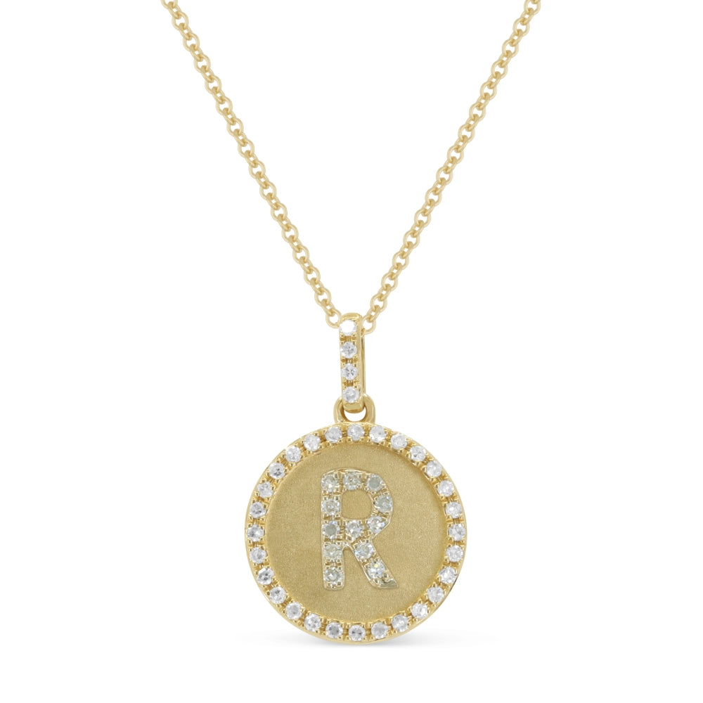 Madison L 14K Yellow Gold Diamond Initial Letter Necklace - style N1650RY