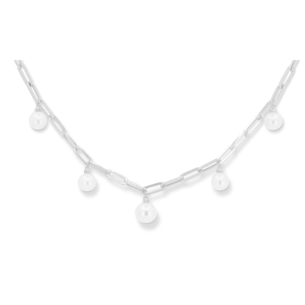Madison L 14K White Gold Pearl Cocktail Necklace - style N1657PEW