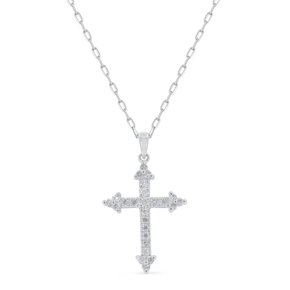 Madison L 14K White Gold Diamond Crucifix Cross Pendant - style N1663W