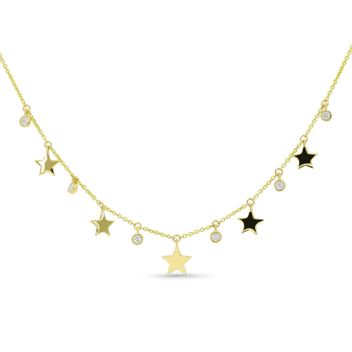 Madison L 14K Two Tone Gold Diamond Star Necklace - style N1667WY