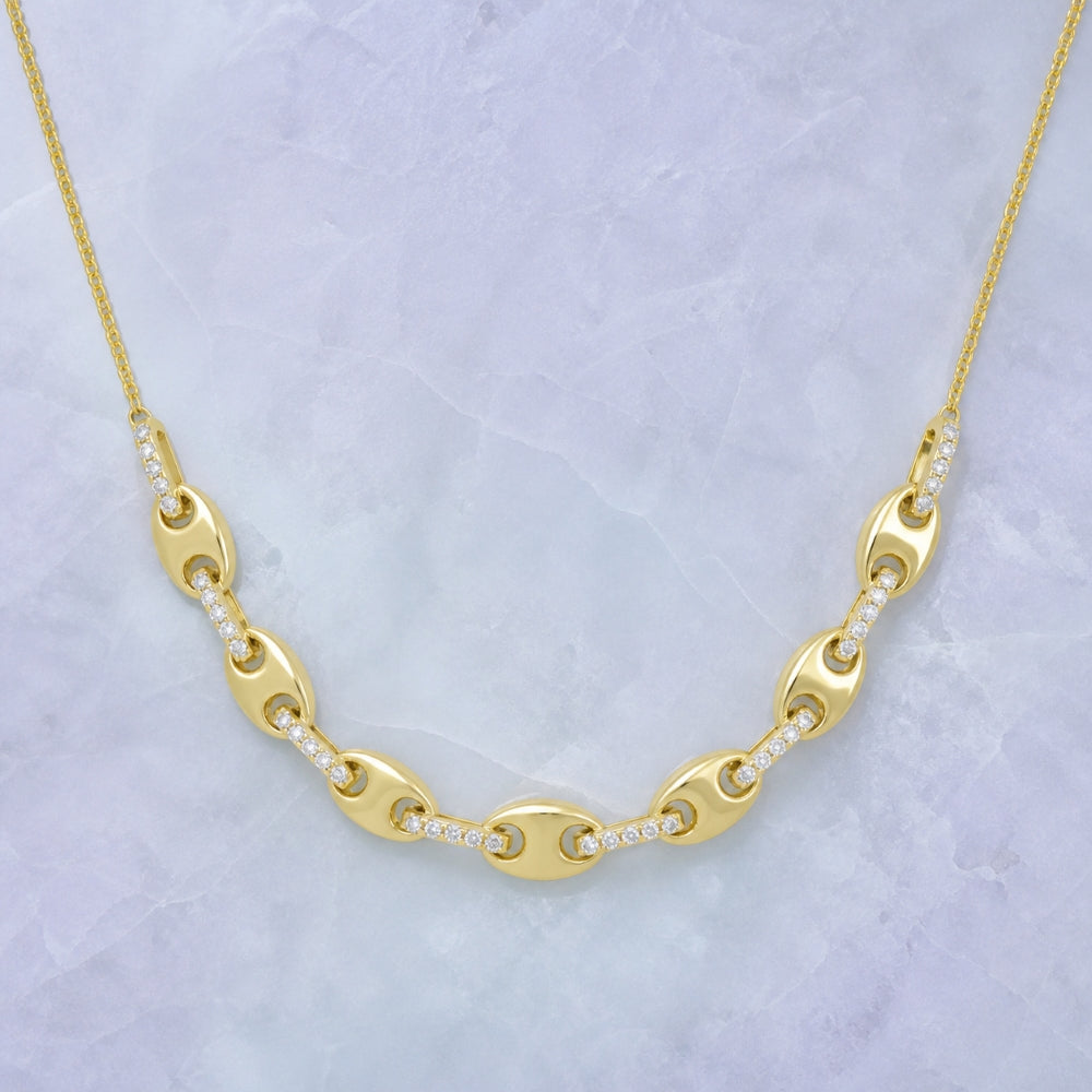 N1675 - 14K Two Tone Gold Diamond Necklace
