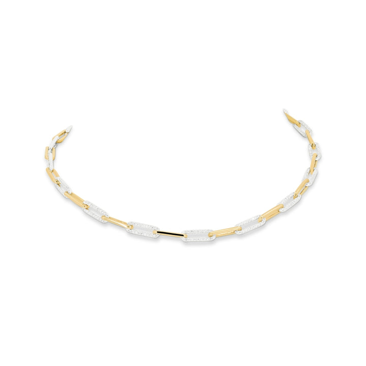 Madison L 14K Two Tone Gold Diamond Paperclip Necklace - style N1680WY